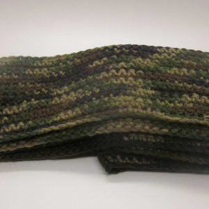 Multi Green Hand Crochet Scarf.